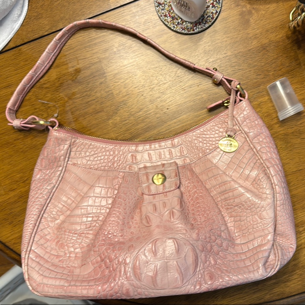 Brahmin Pink Embossed Shoulder Bag